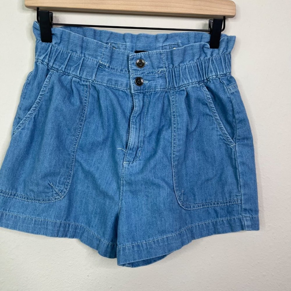 BDG Urban Outfitters Women’s Blue Paperbag High Waisted Shorts Size 4 Pleated - Picture 2 of 10